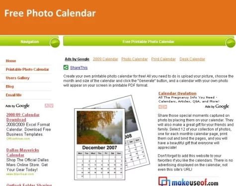 Sitio oficial de Free Photo Calendar