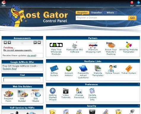 Panel de control de HostGator